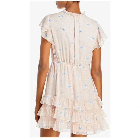 Rebecca Taylor Womens Babydoll Dress Mini Size XS Floral Silk Pink Blue Coquette - Picture 2 of 12